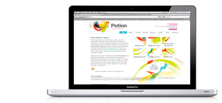 Potion PR and Marketing logo and brand design